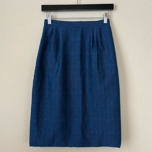 Vintage Stirling Cooper Black Blue Twill High Waisted Pencil Skirt with Pockets